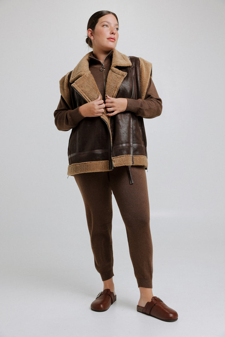 Faux Leather Brown Vest