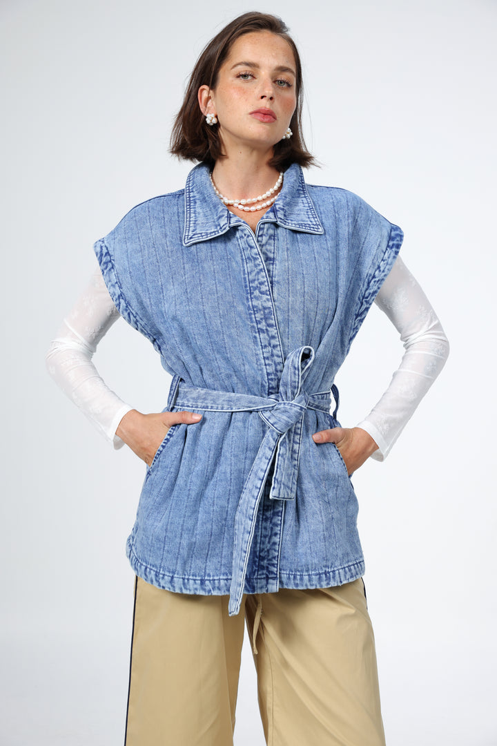 Jeruz Light Blue Denim Vest וסט ג'ינס נשים