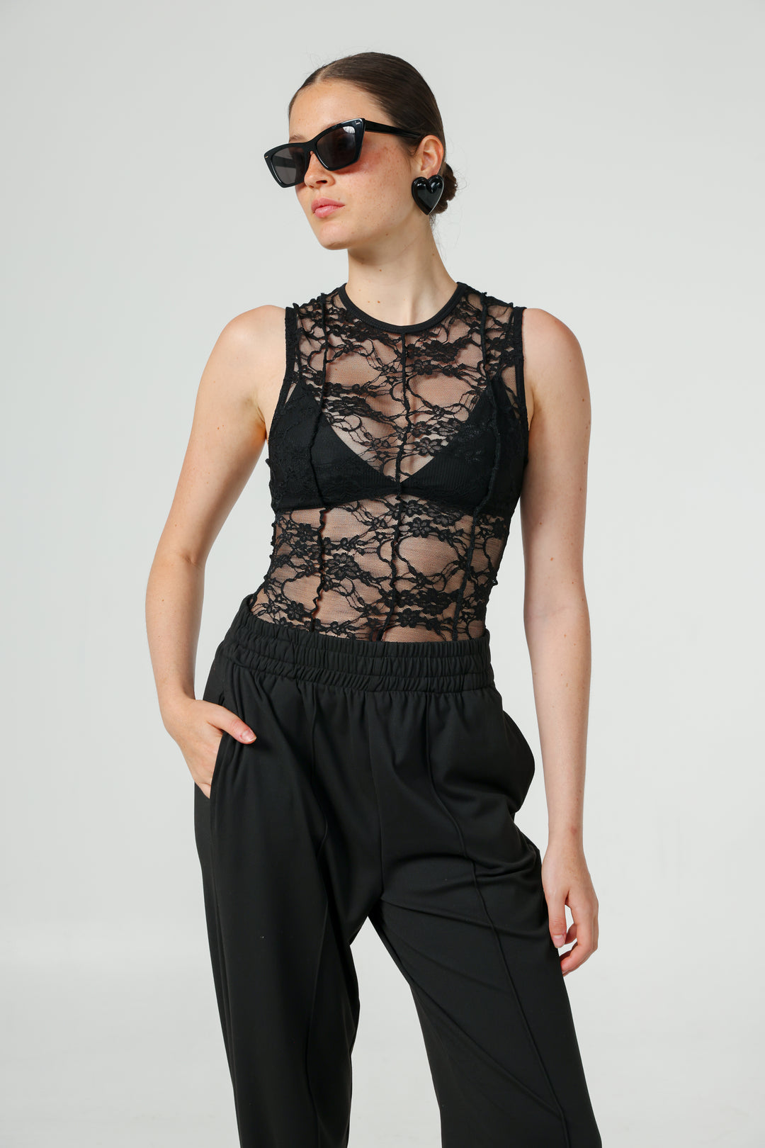 Wooden Black Lace Tank
