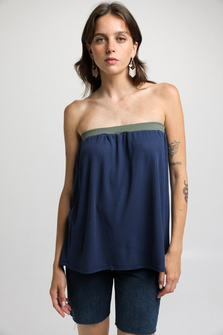 Mix Navy Strapless Top
