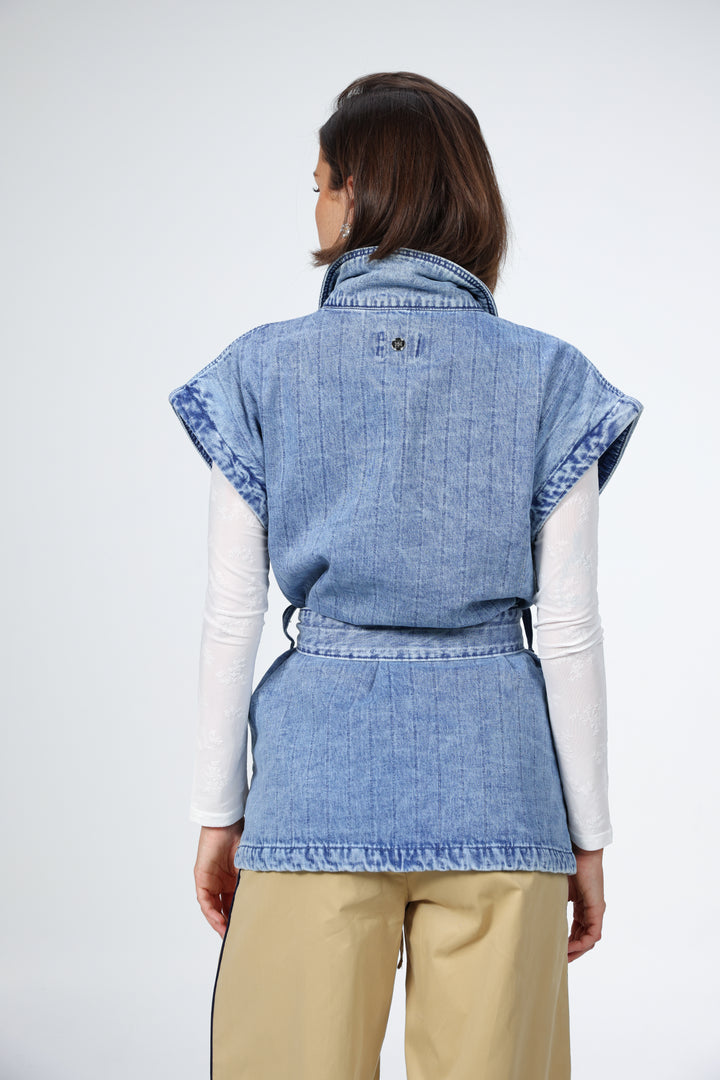 וסט בד ג'ינס גב Jeruz Light Blue Denim Vest 
