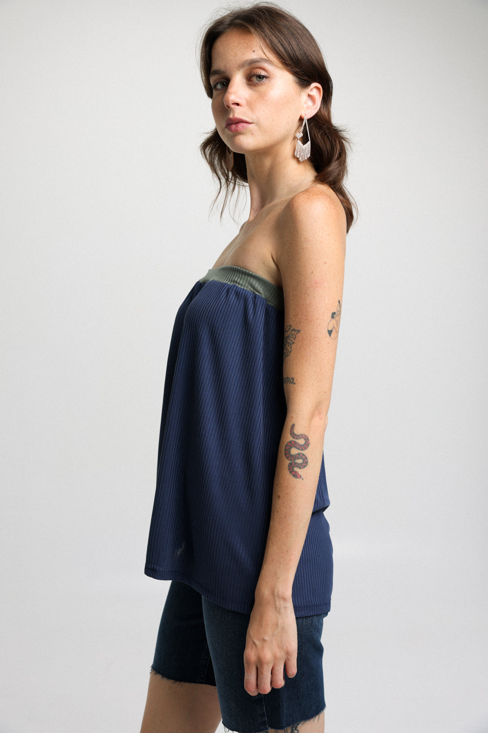 Mix Navy Strapless Top