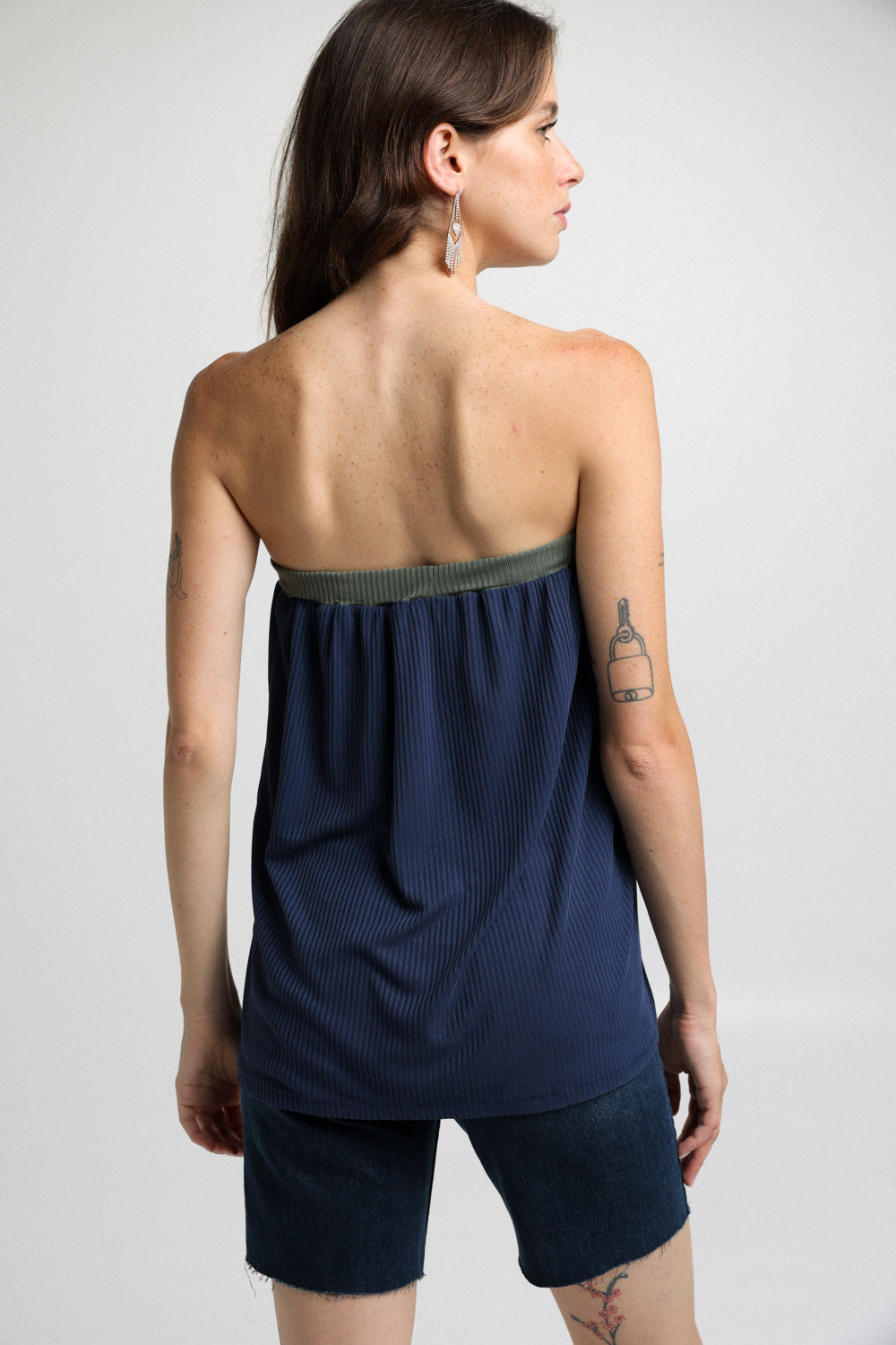 Mix Navy Strapless Top