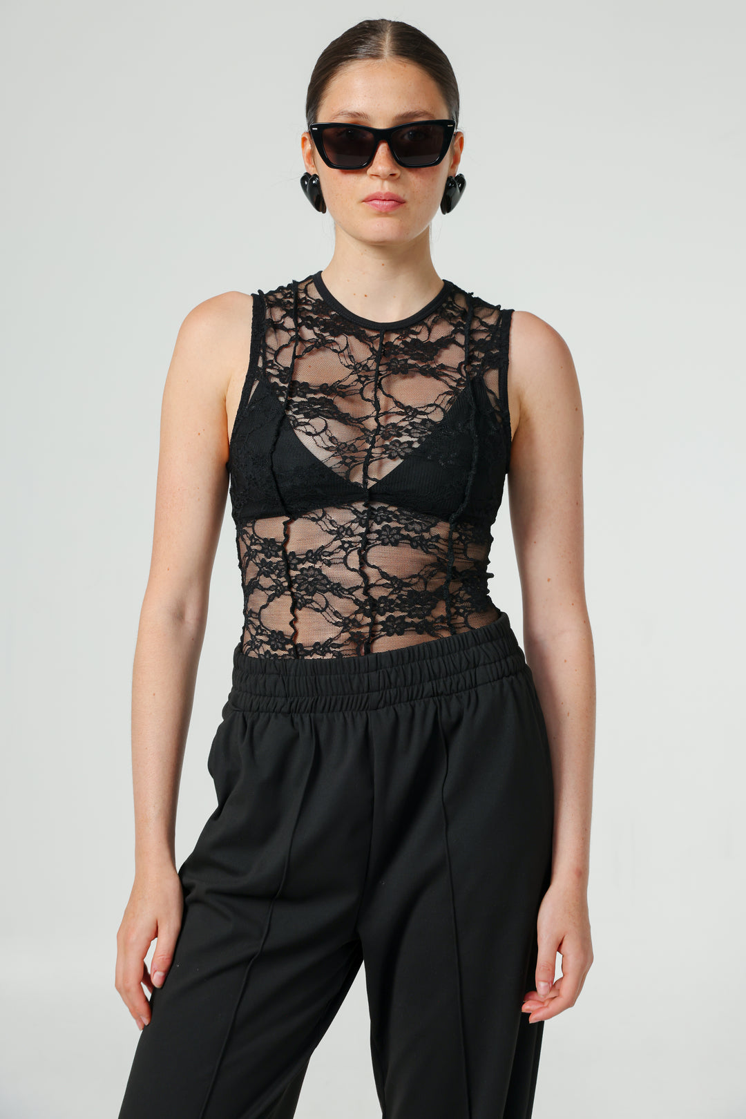 Wooden Black Lace Tank