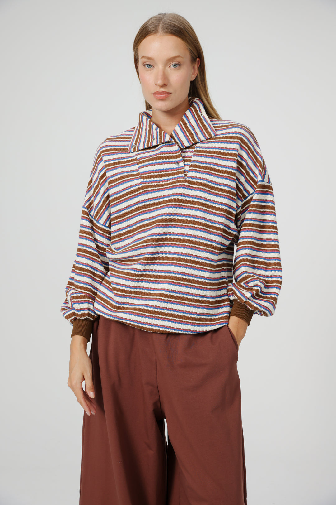 Amazed Brown Striped Polo