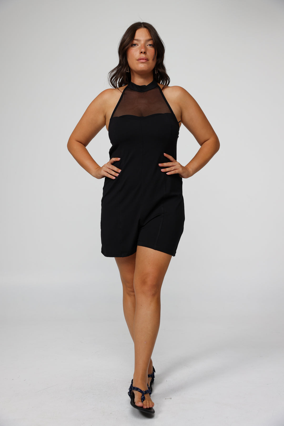 Imagine Black Mesh Jumpsuit