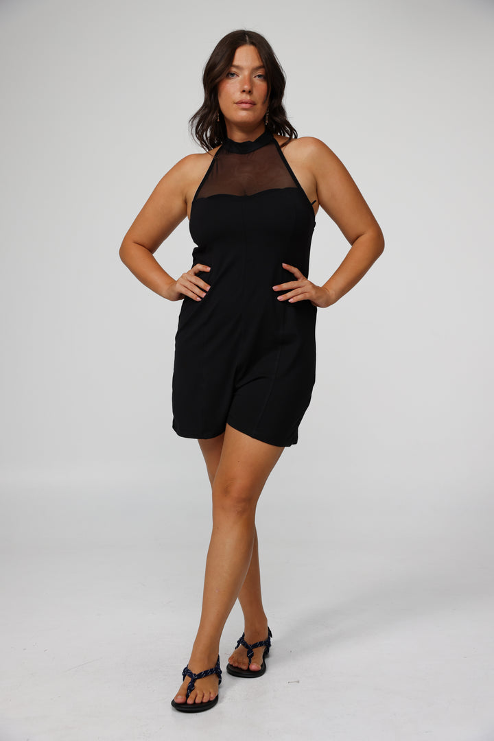 Imagine Black Mesh Jumpsuit