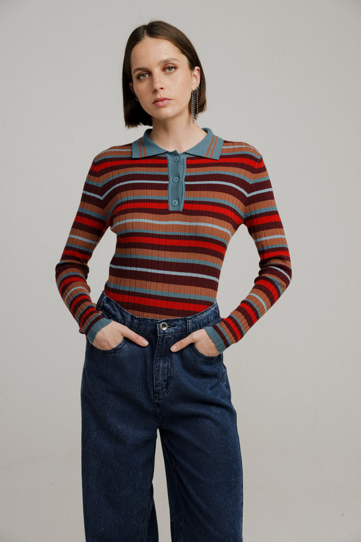 Sensual Brick Stripes Polo