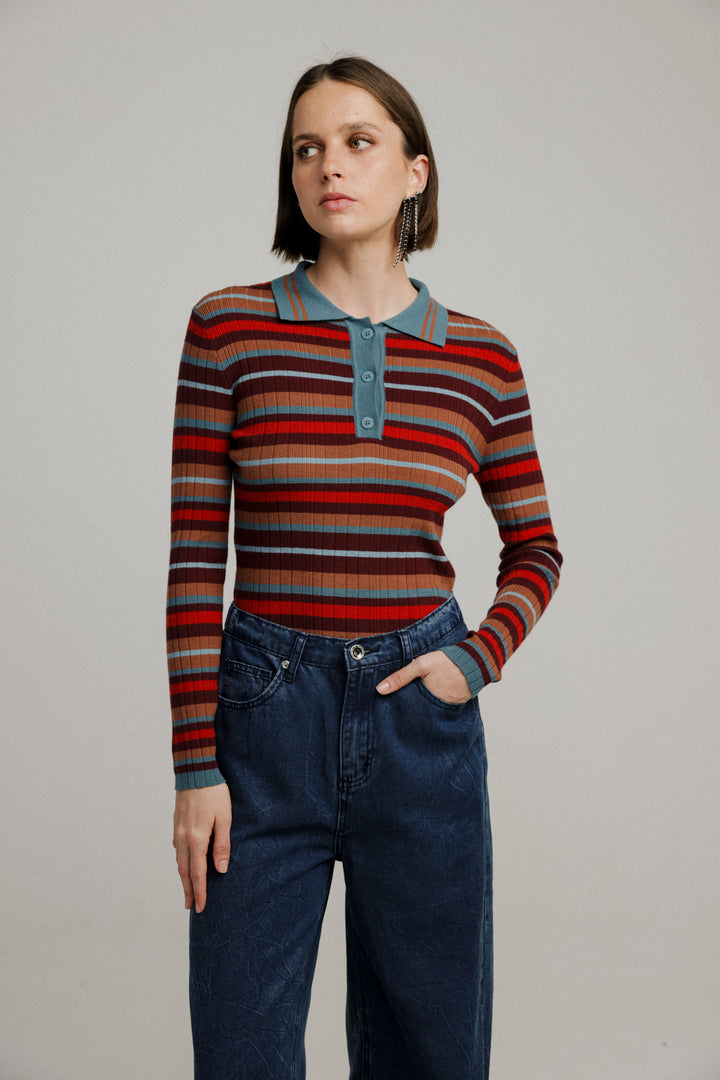 Sensual Brick Stripes Polo