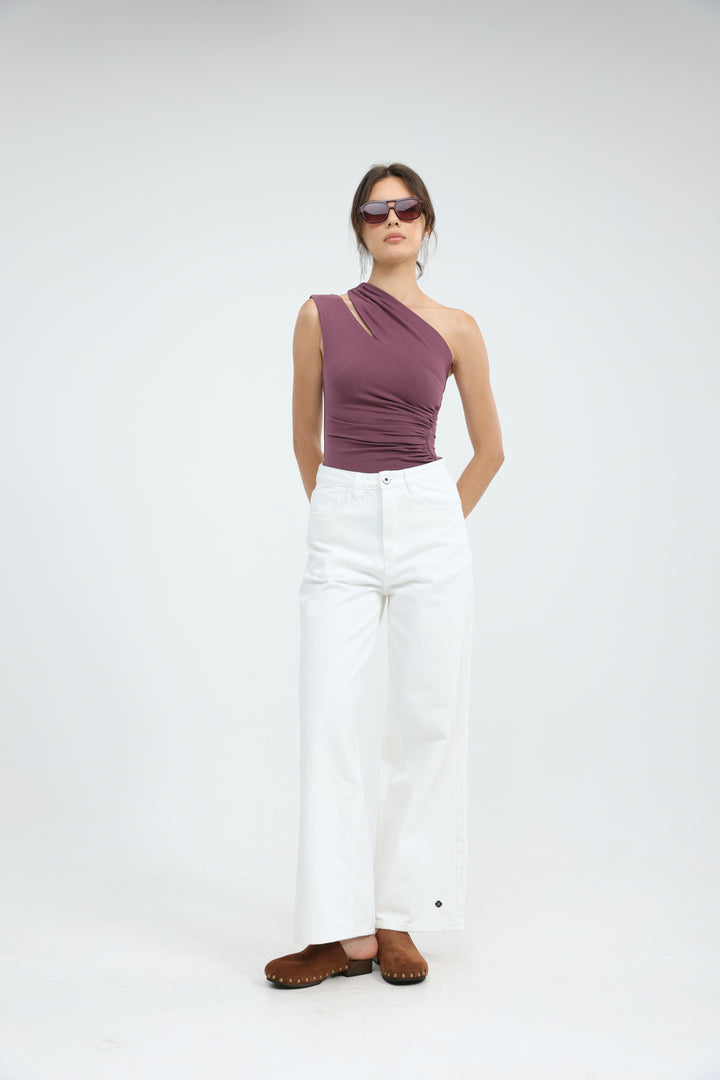 Fade Plum One Shoulder Top