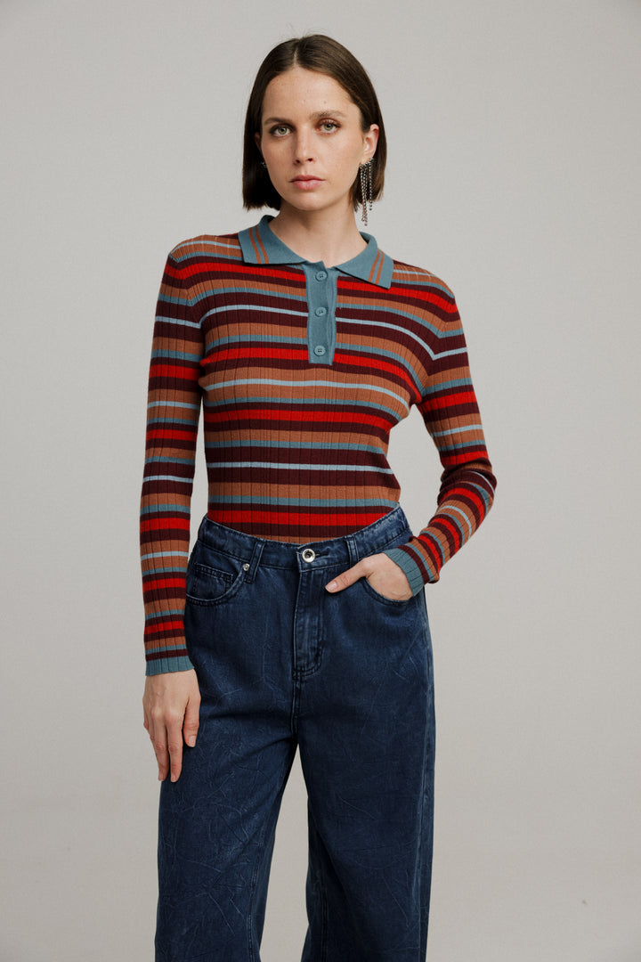 Sensual Brick Stripes Polo