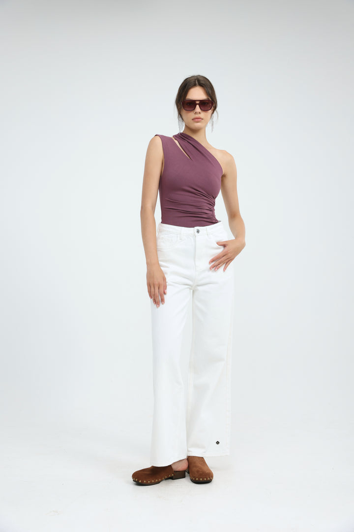 Fade Plum One Shoulder Top