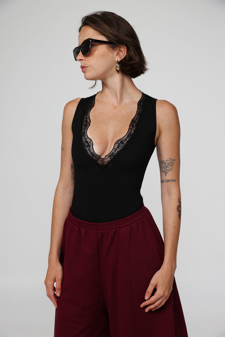 Soda Black Bodysuit