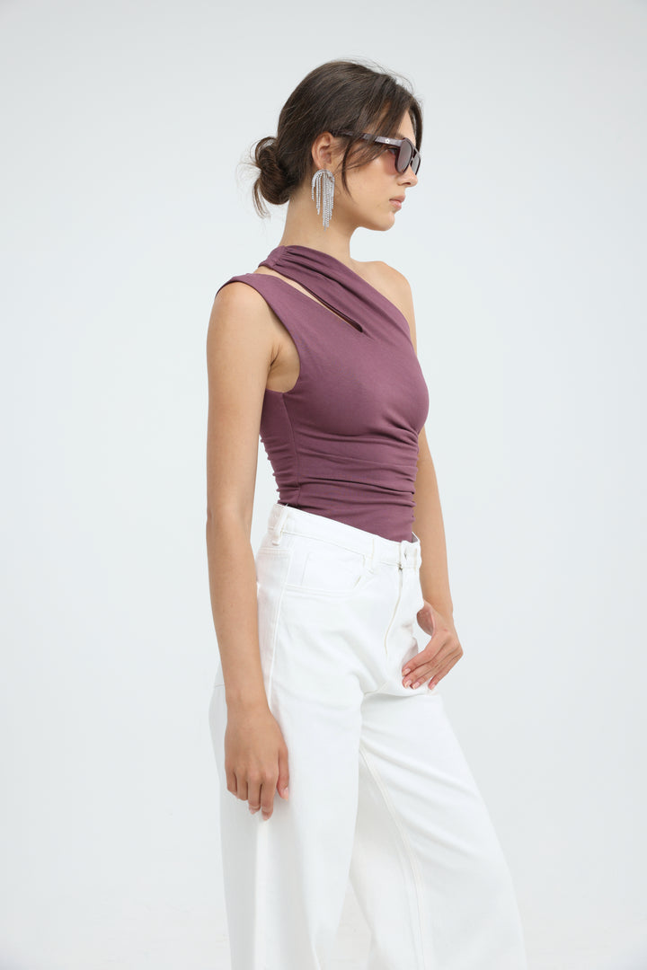 Fade Plum One Shoulder Top