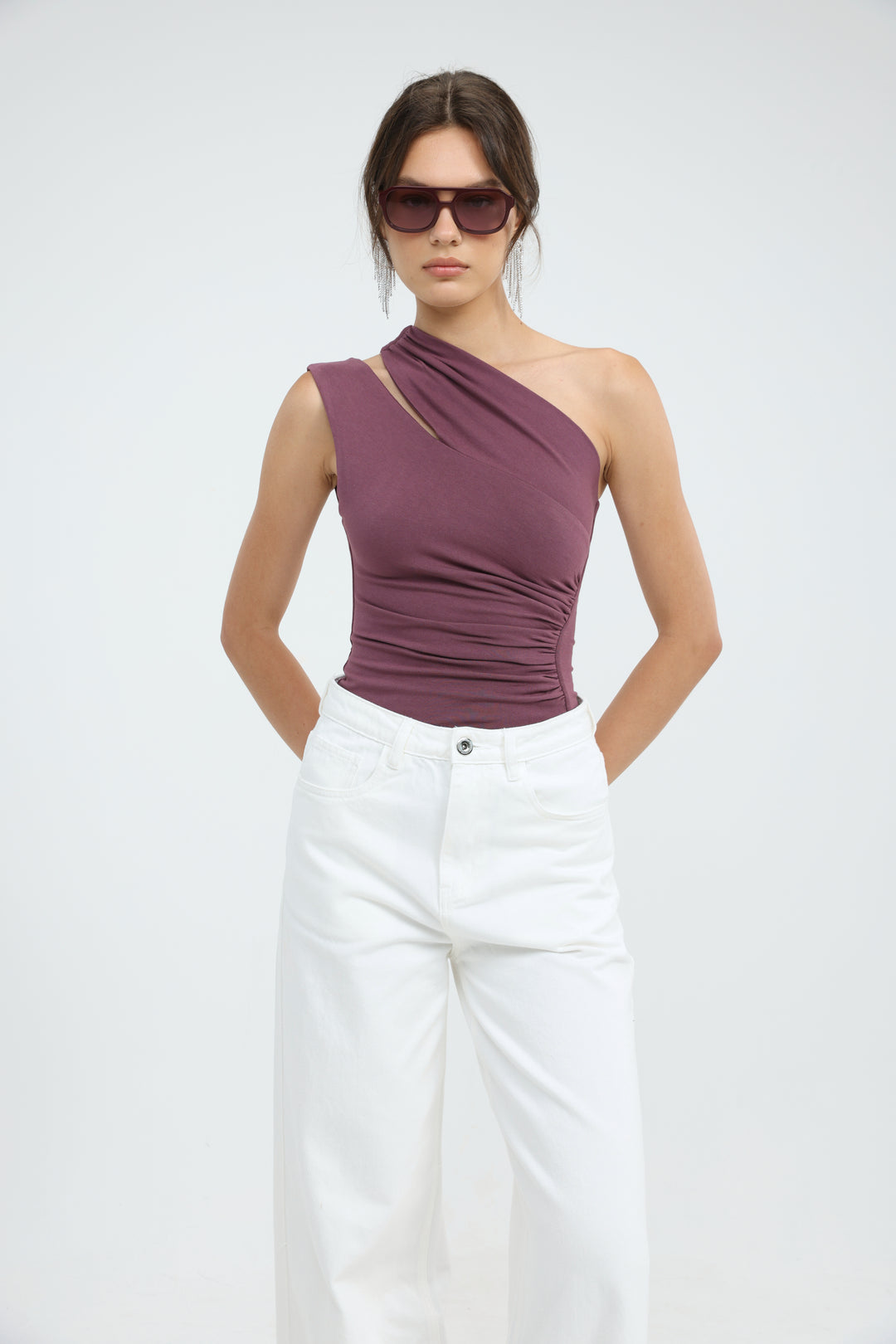 Fade Plum One Shoulder Top