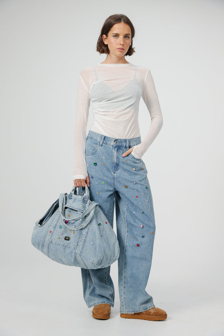 Ruby Blue Denim Tote Bag