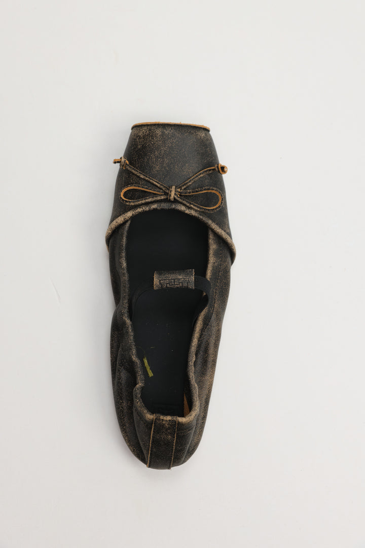 Brown Square Toe Ballerina Flats
