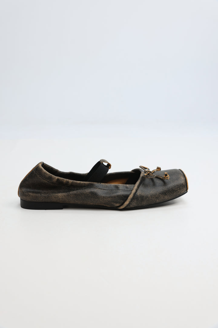 Brown Square Toe Ballerina Flats