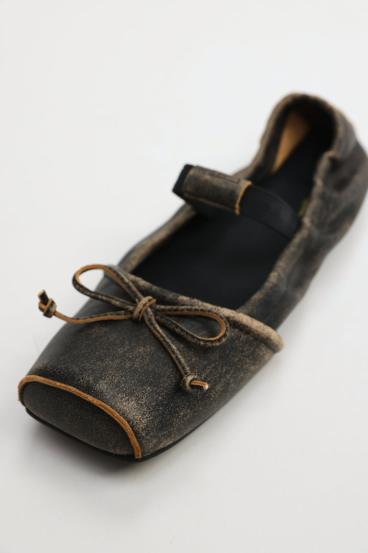 Brown Square Toe Ballerina Flats
