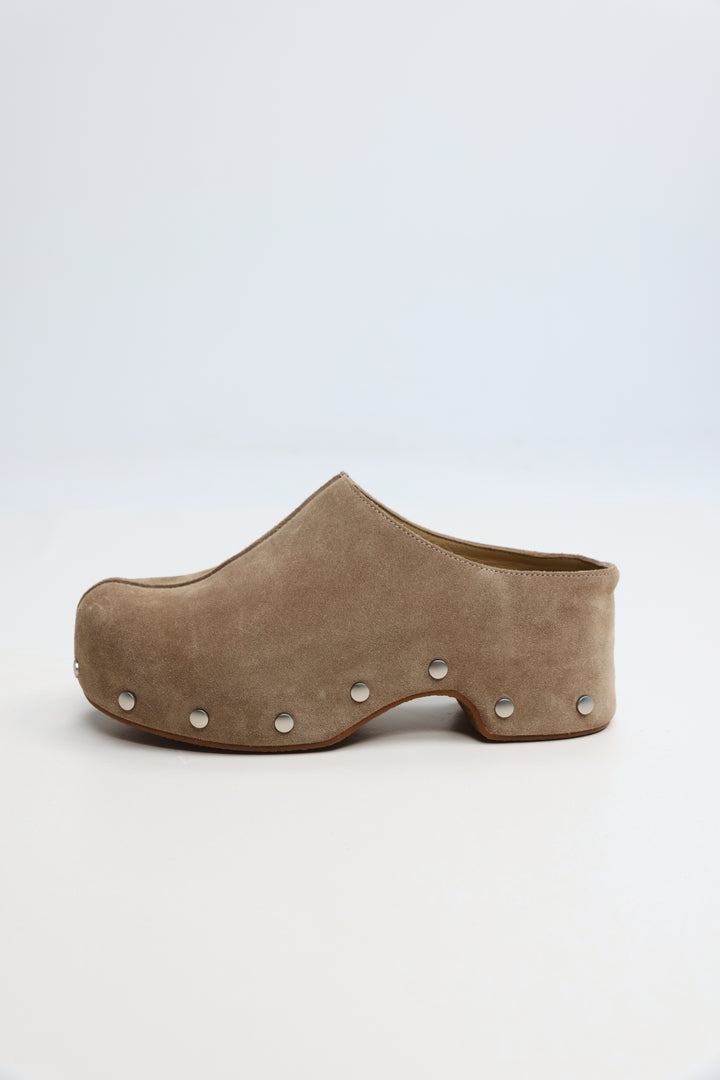 Stone Studded Suede Clogs