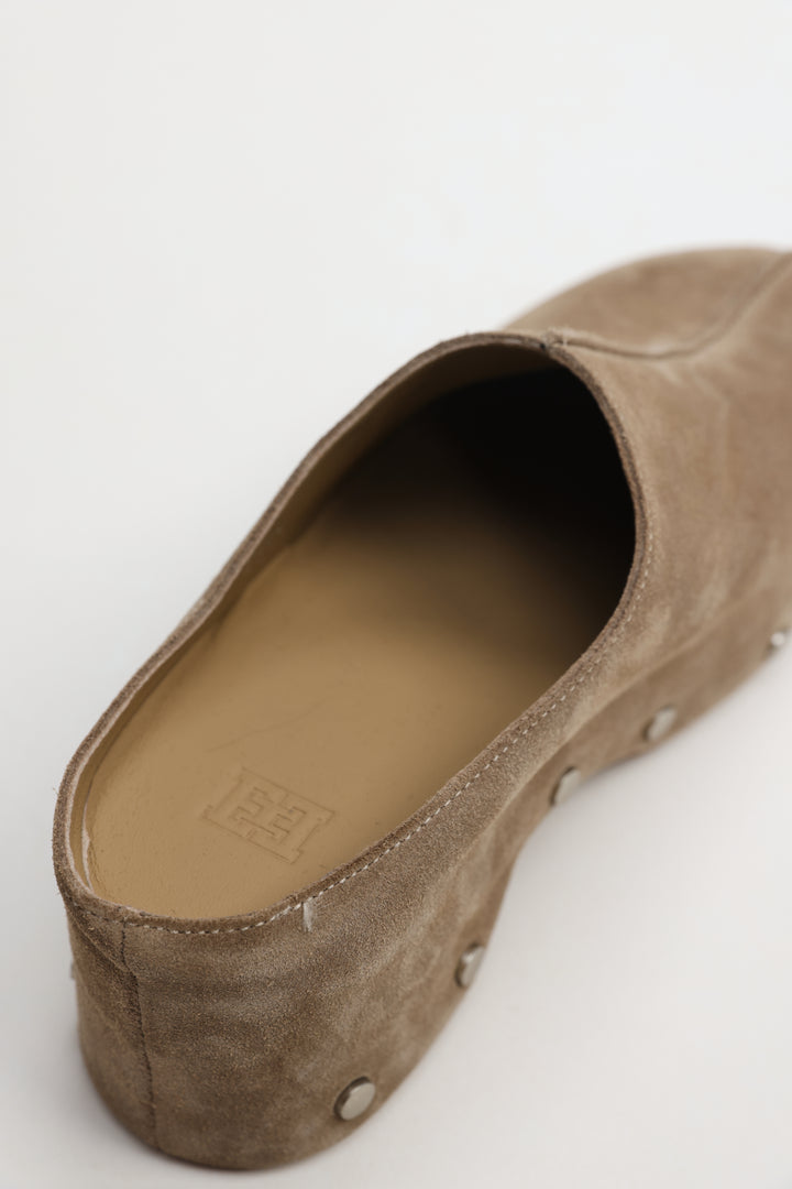 Stone Studded Suede Clogs