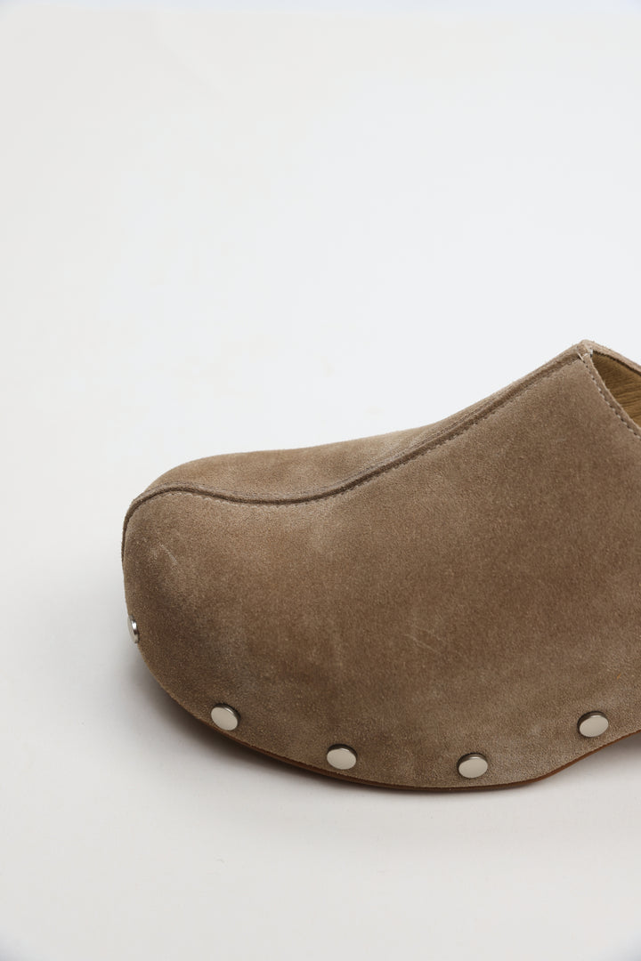 Stone Studded Suede Clogs
