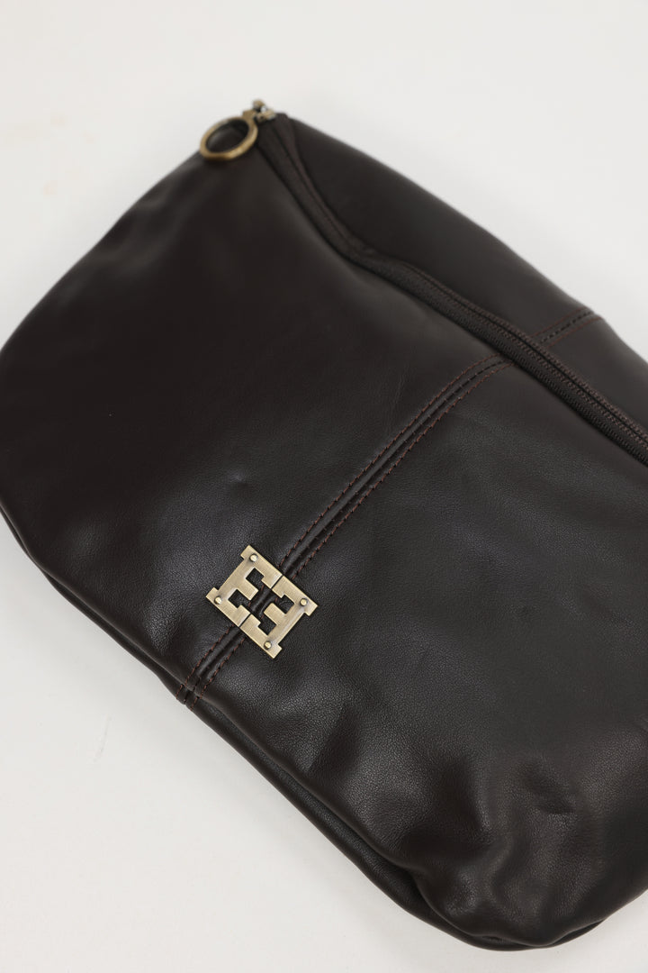 Heart Buckle Brown Leather Belt Bag