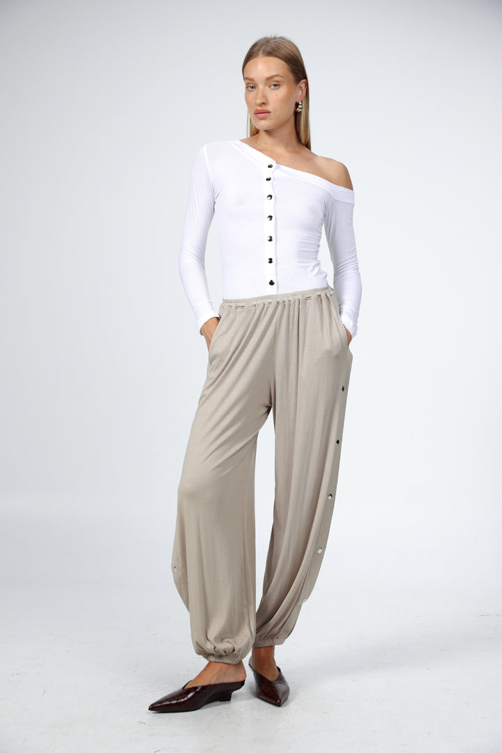 Swan Beige Snap Joggers