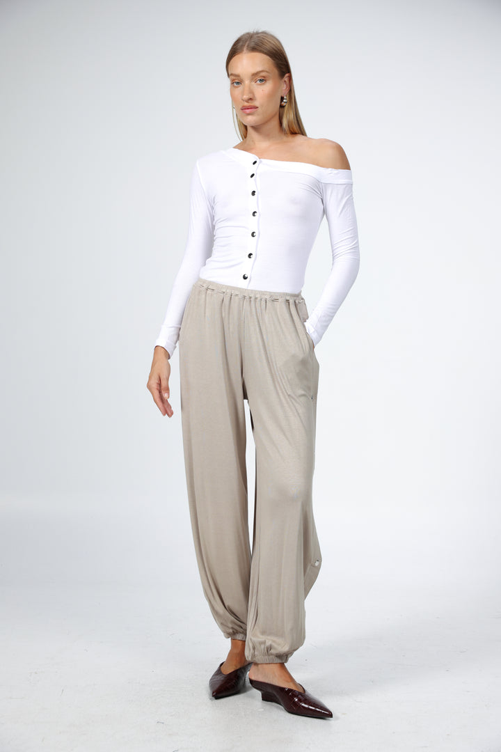 Swan Beige Snap Joggers