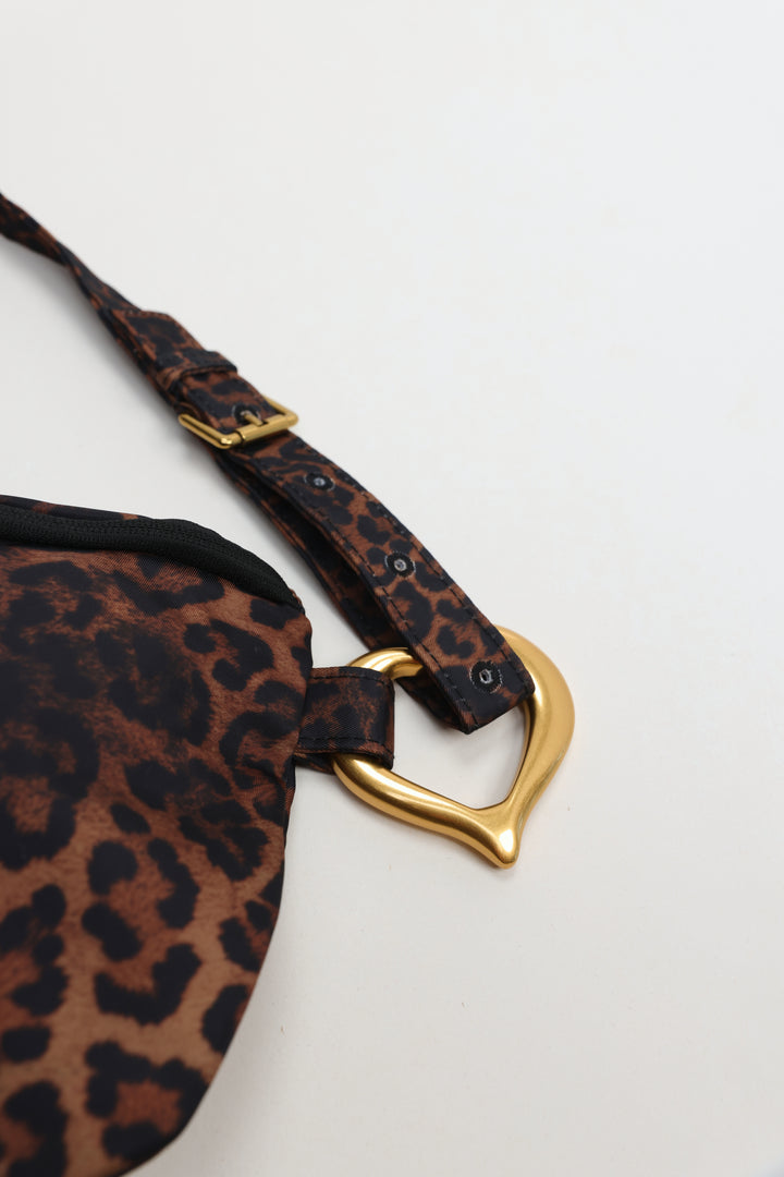 Heart Buckle Leopard Belt Bag