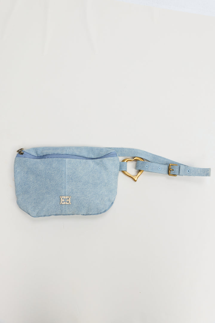 Heart Buckle Denim Belt Bag
