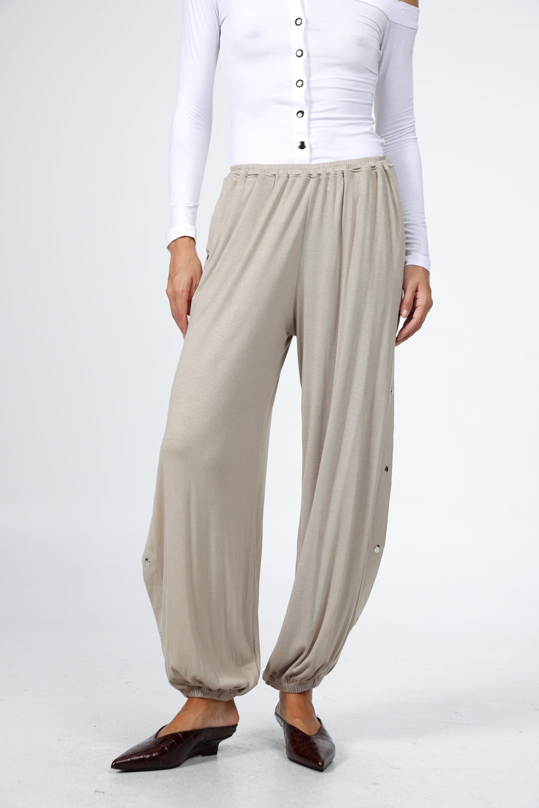 Swan Beige Snap Joggers