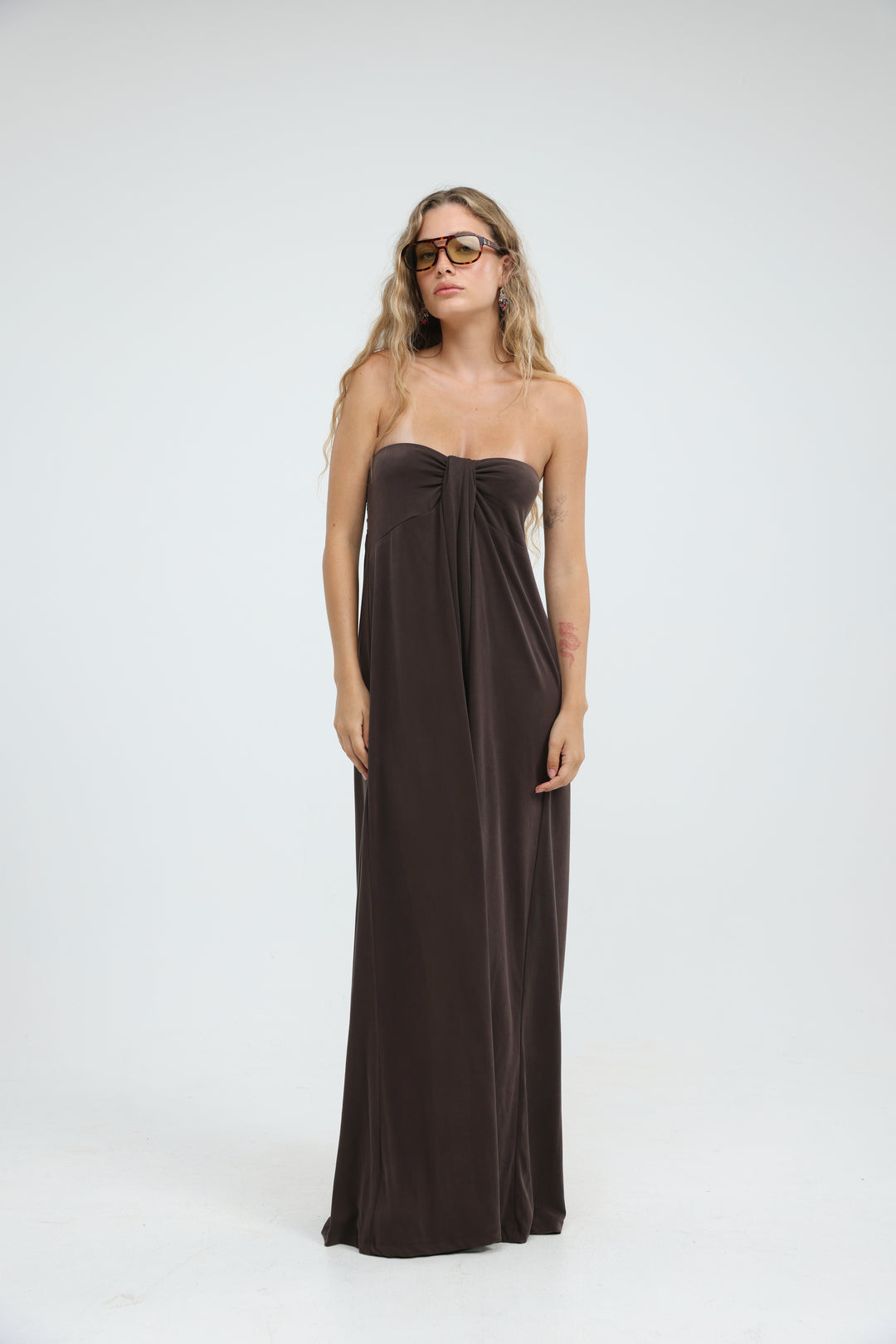 Union Brown Strapless Dress
