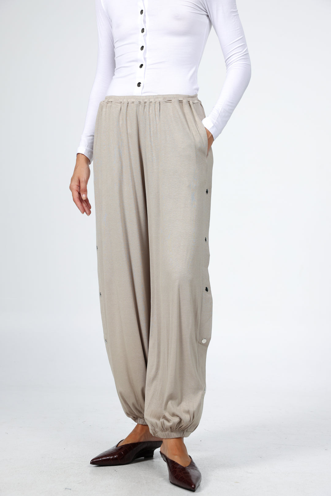 Swan Beige Snap Joggers