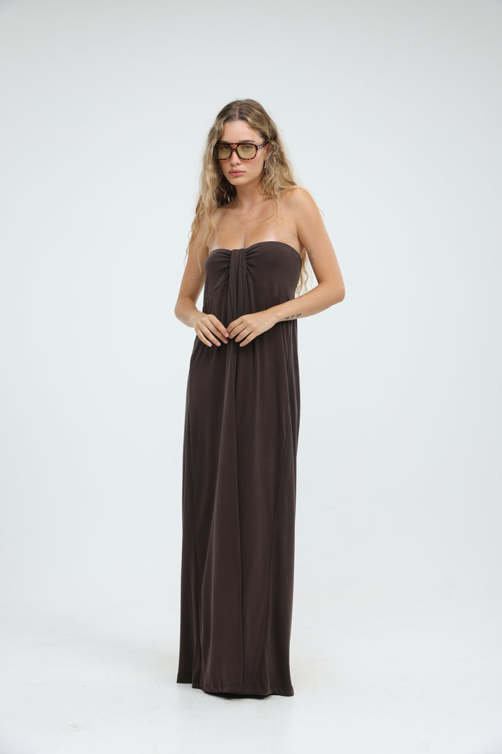 Union Brown Strapless Dress