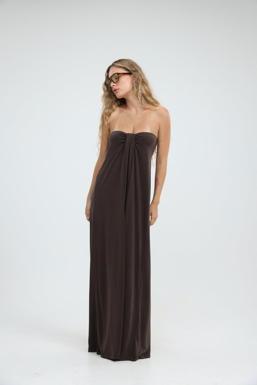 Union Brown Strapless Dress