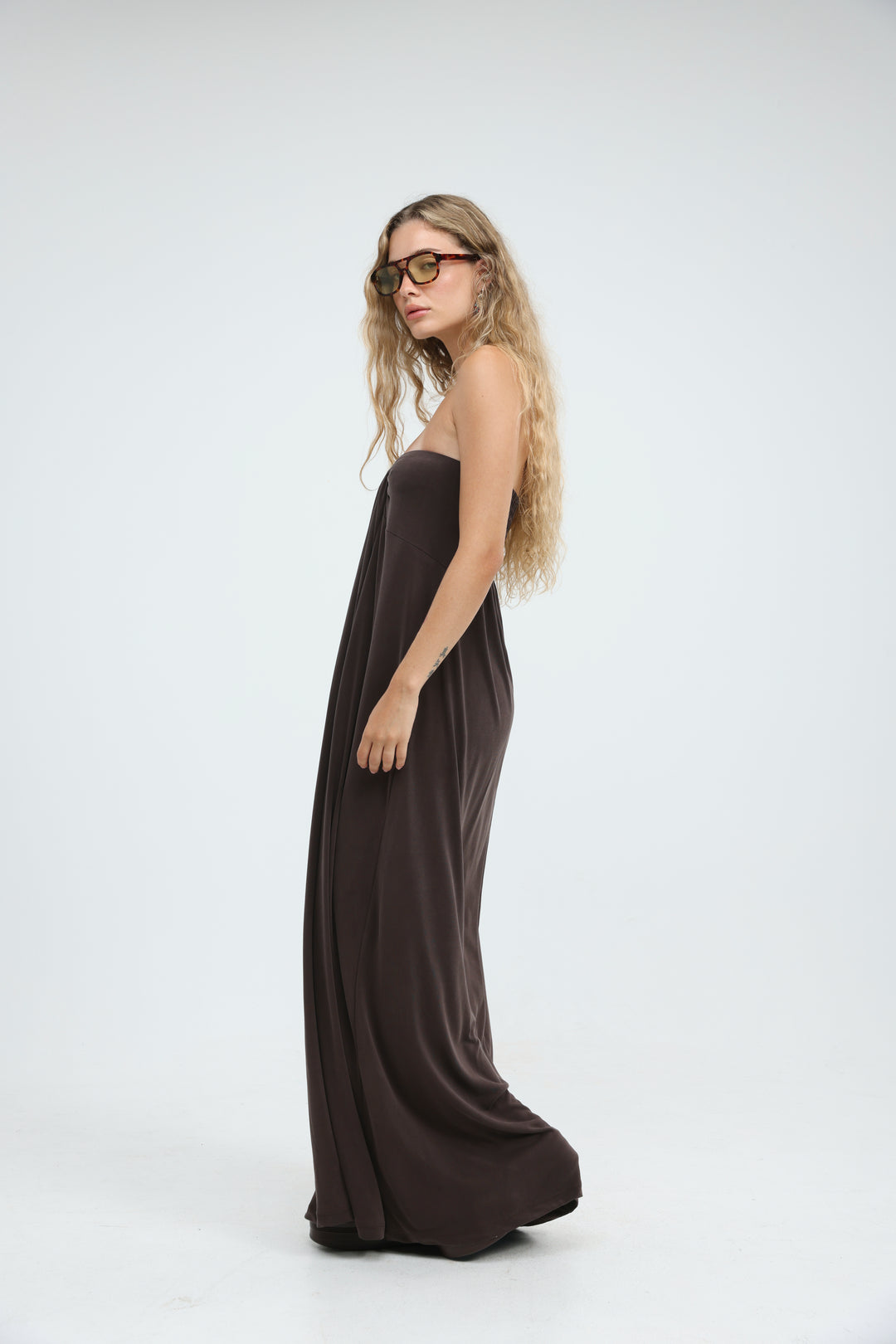 Union Brown Strapless Dress