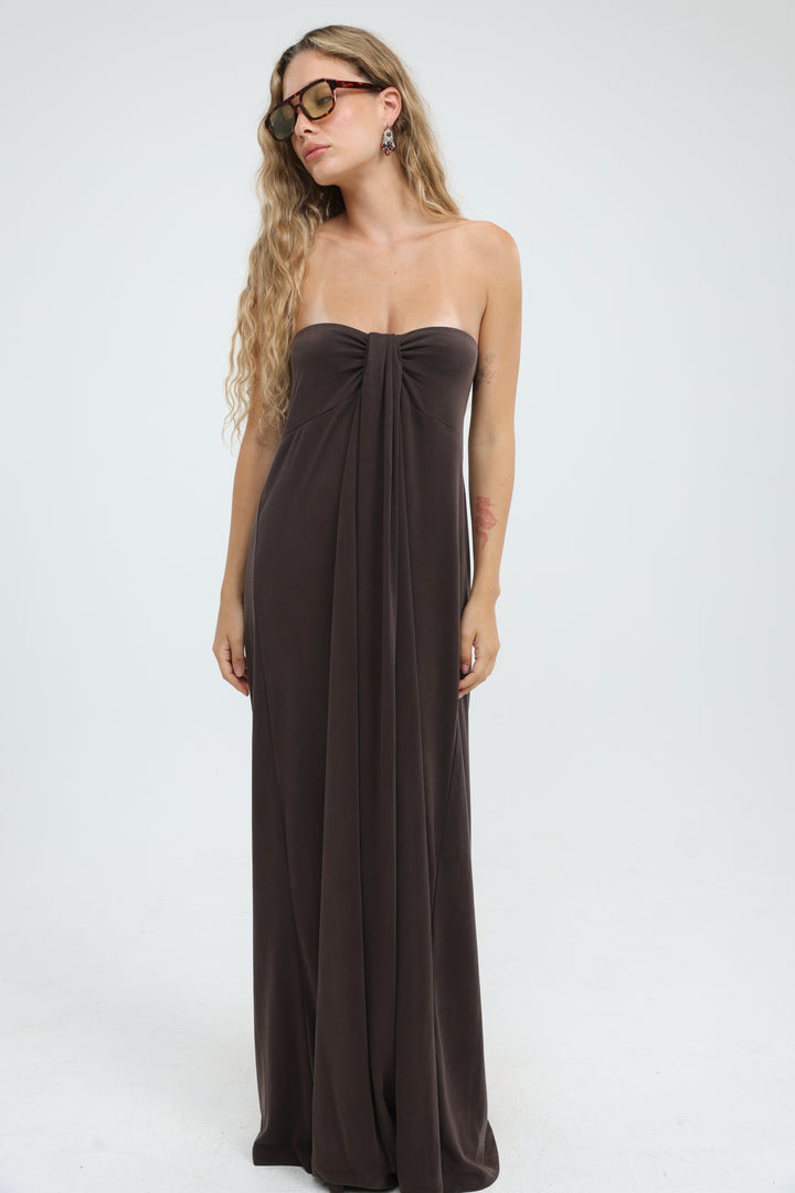 Union Brown Strapless Dress
