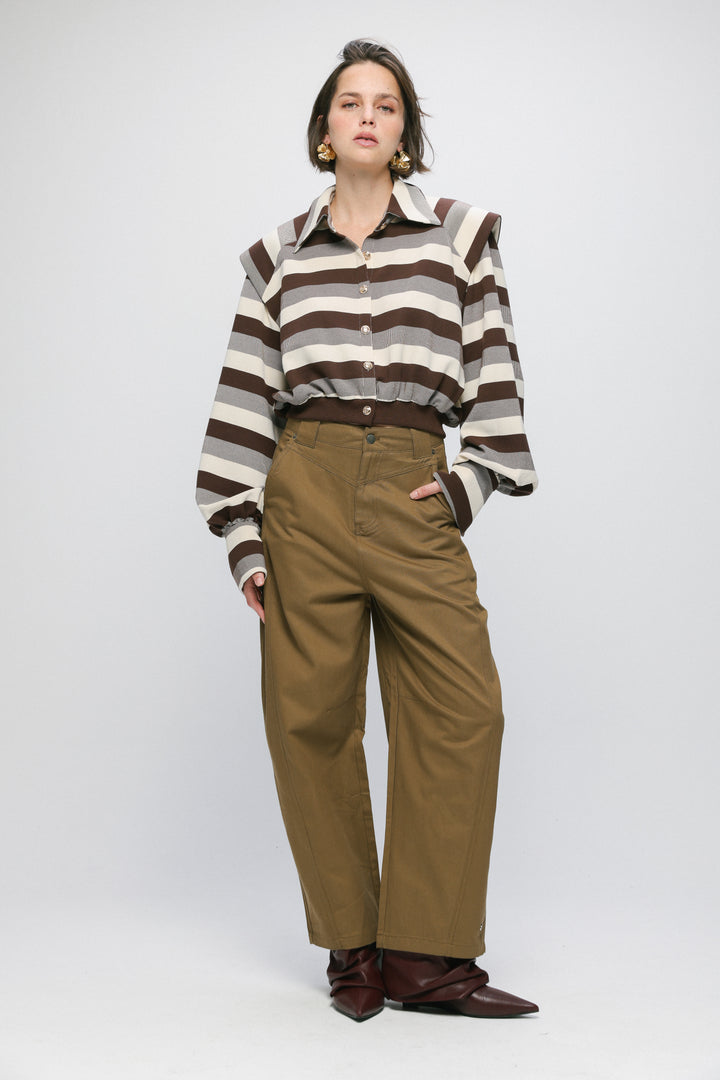 Calm Brown Striped Polo