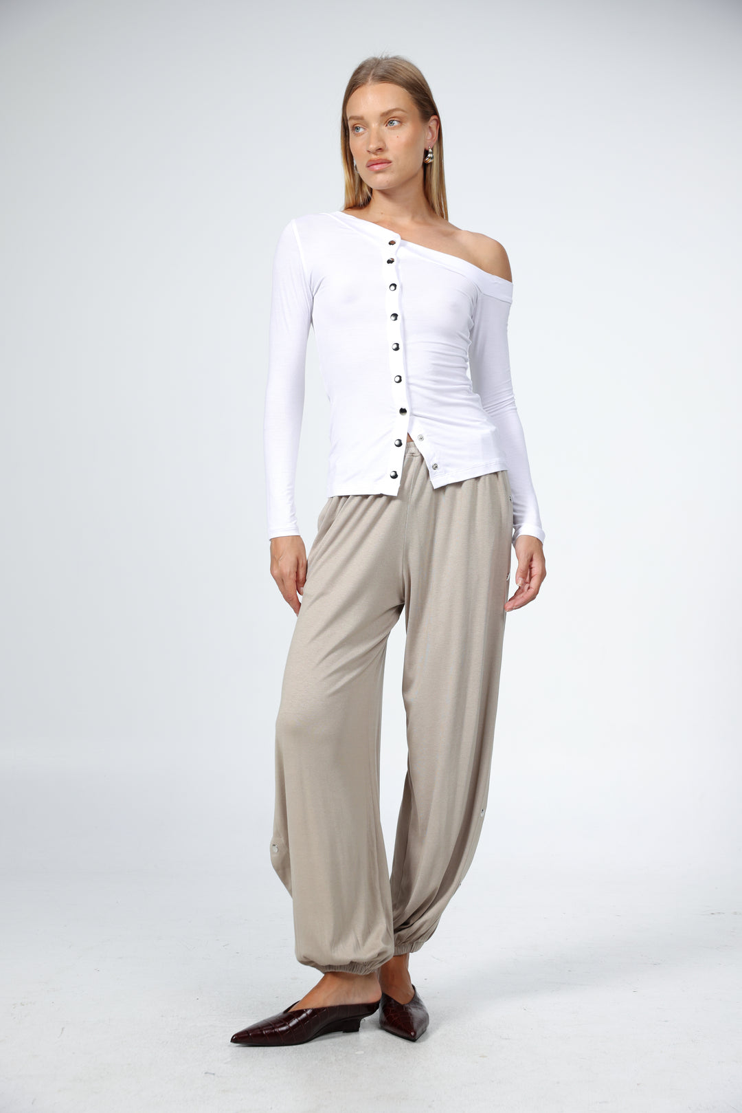 Swan Beige Snap Joggers