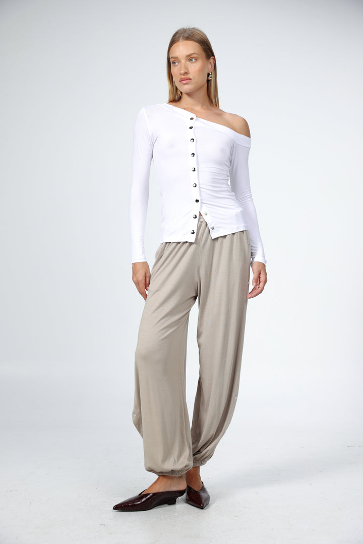 Swan Beige Snap Joggers
