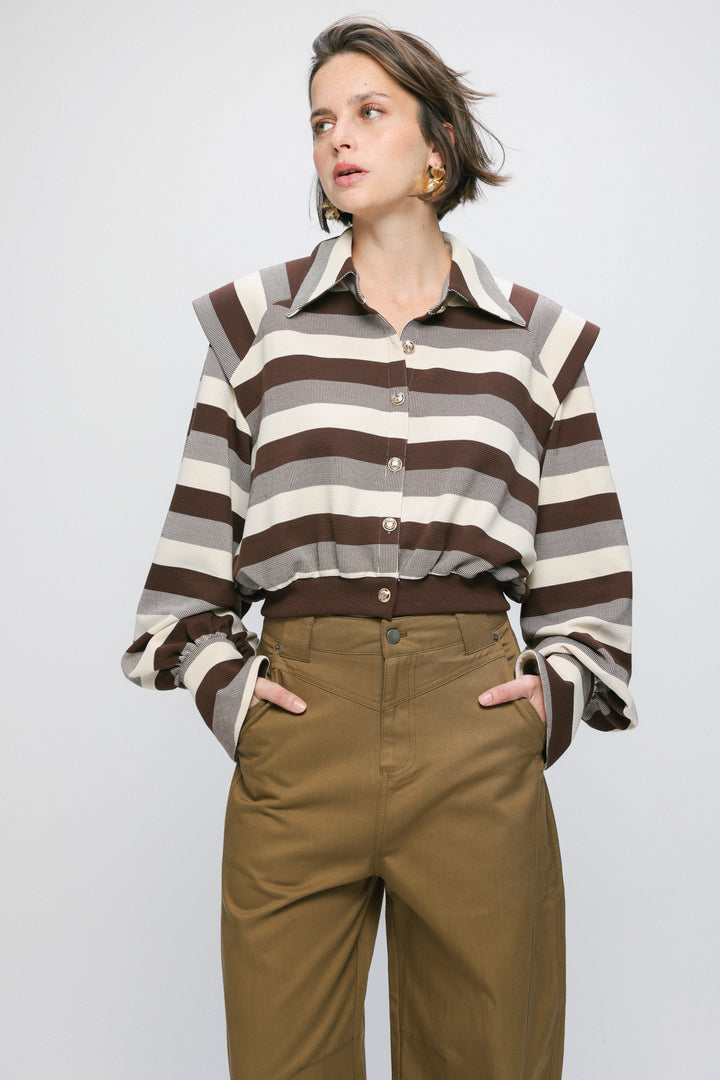 Calm Brown Striped Polo