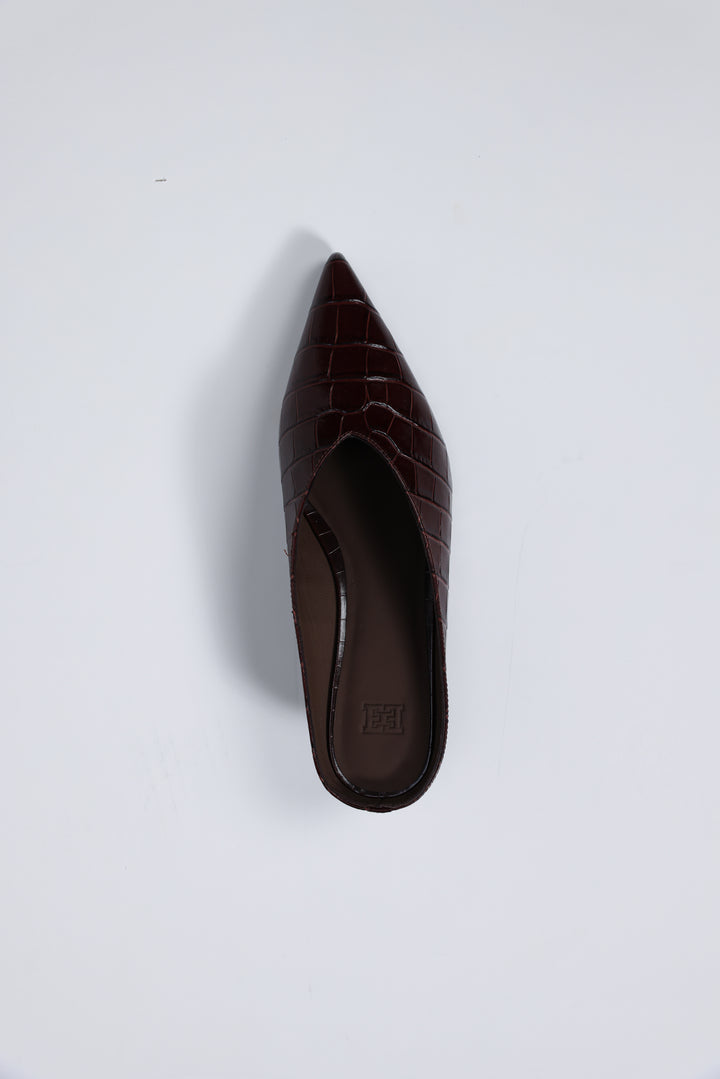 Dark Brown Pointed Mules