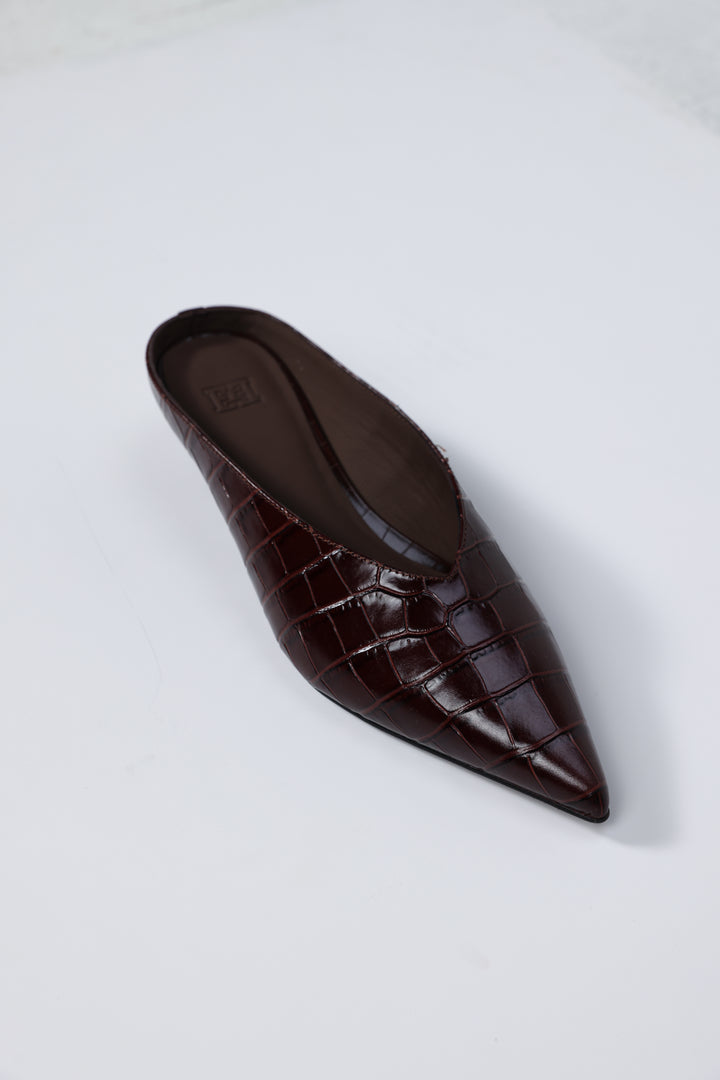 Dark Brown Pointed Mules