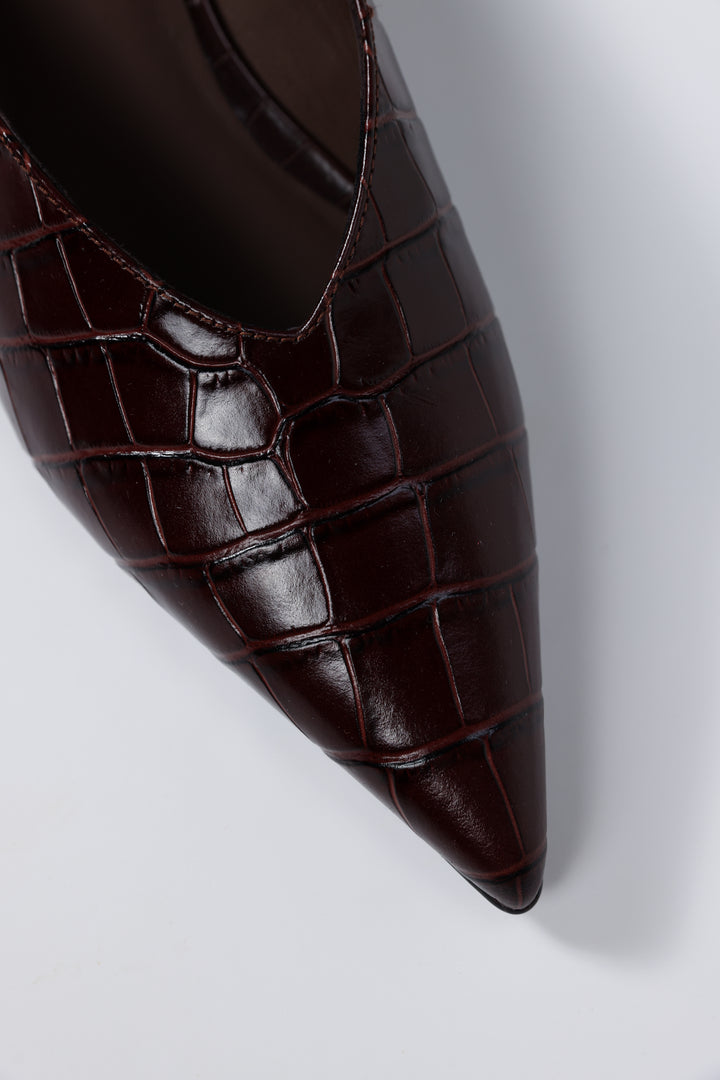 Dark Brown Pointed Mules