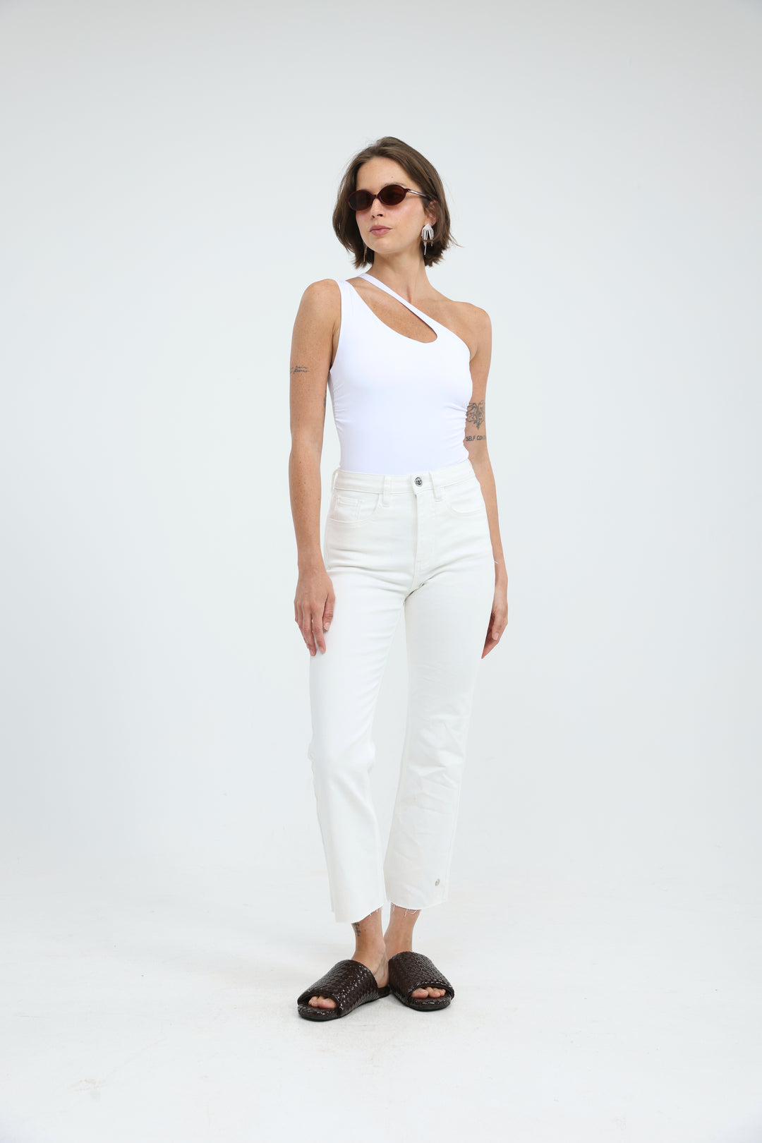 Foundation White One Shoulder Top