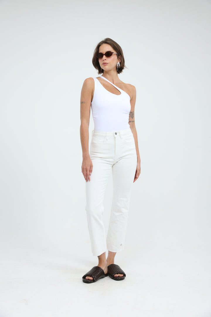 Foundation White One Shoulder Top