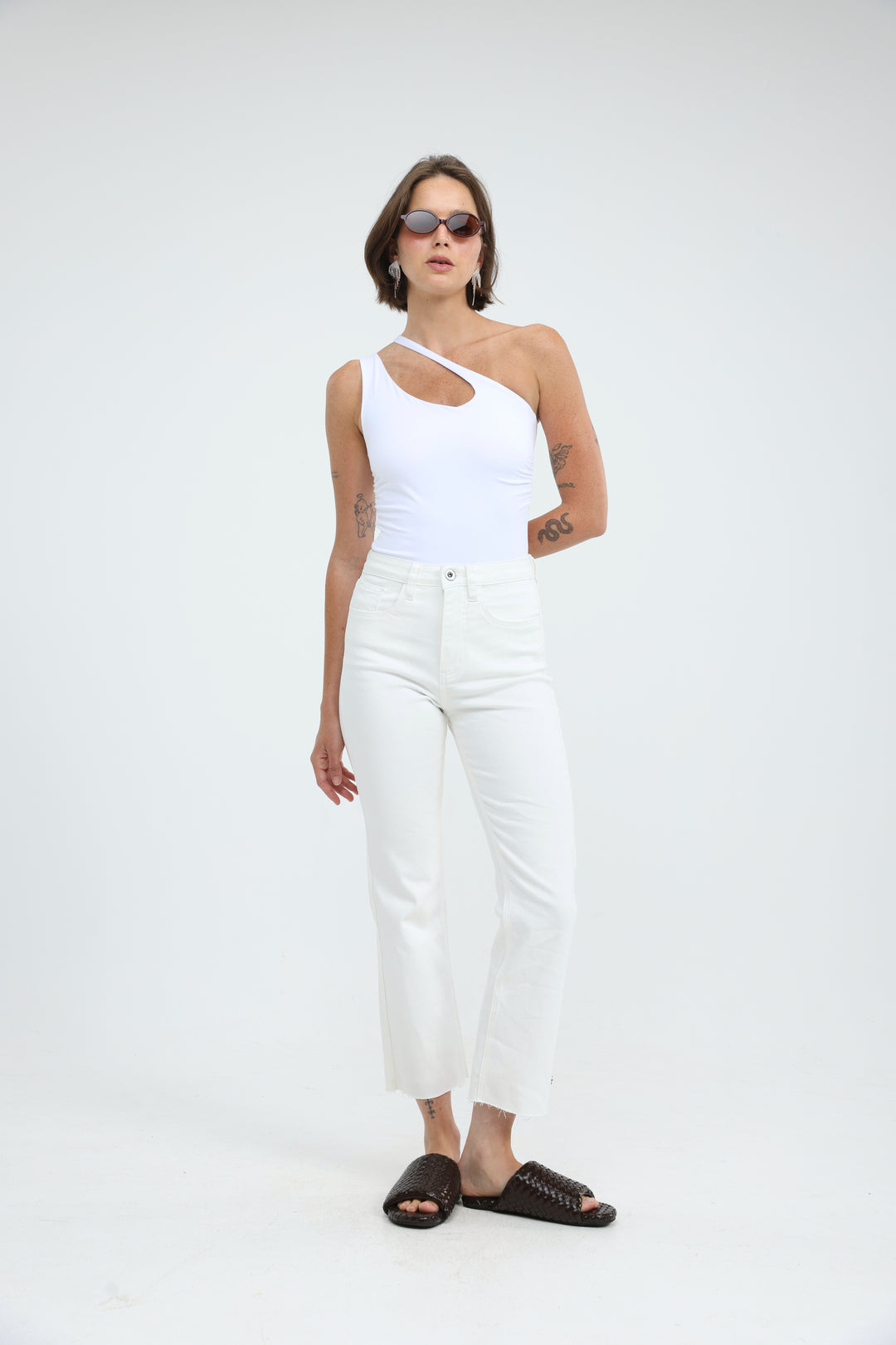 Foundation White One Shoulder Top