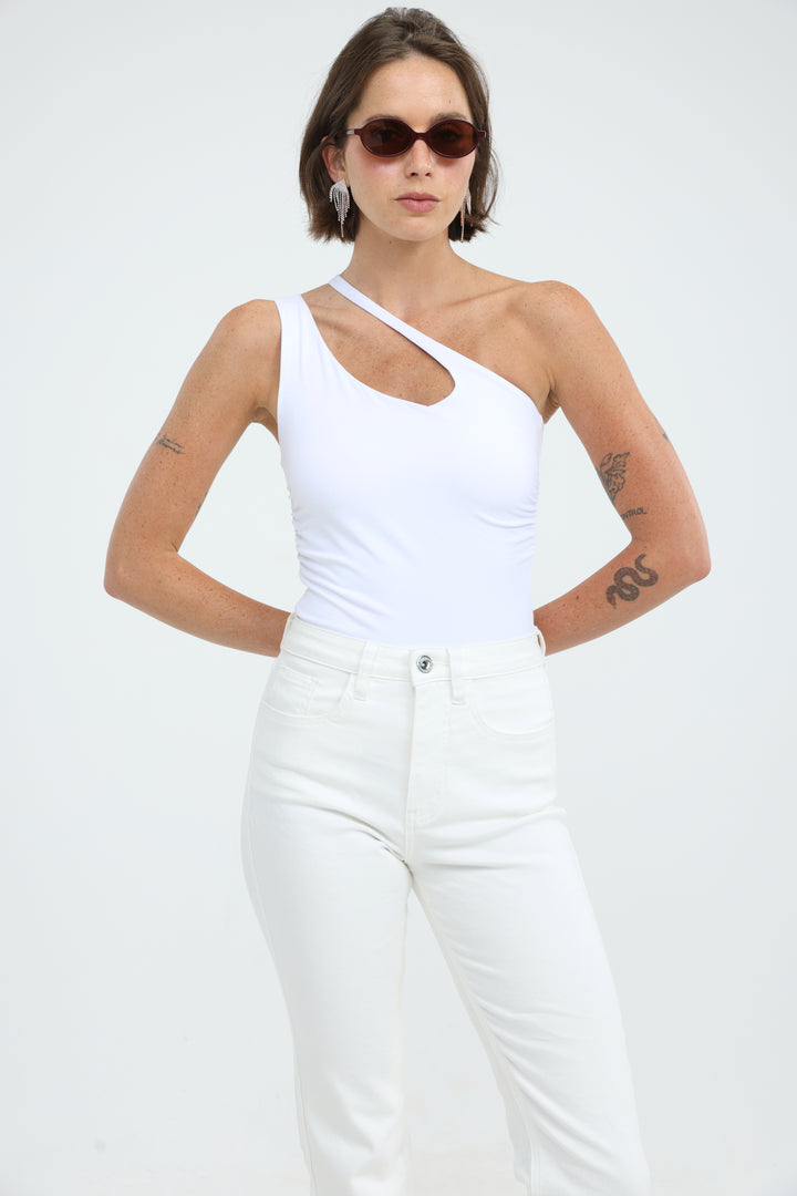Foundation White One Shoulder Top