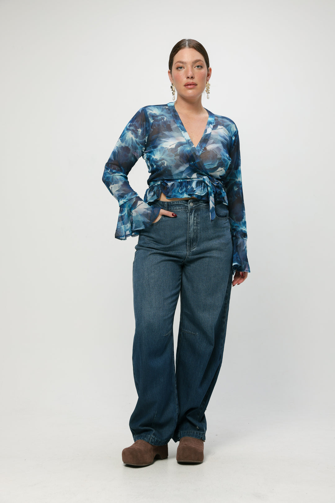 Mirage Blue Wrap Top